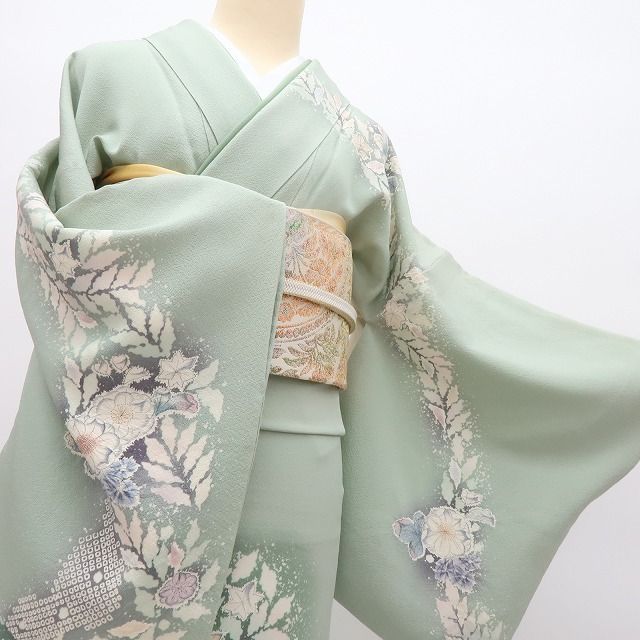百華❀Y4662◇ますいわ屋謹製 翠山工房 桐屋の辻が花 絞り 梅 葵 桜 椿