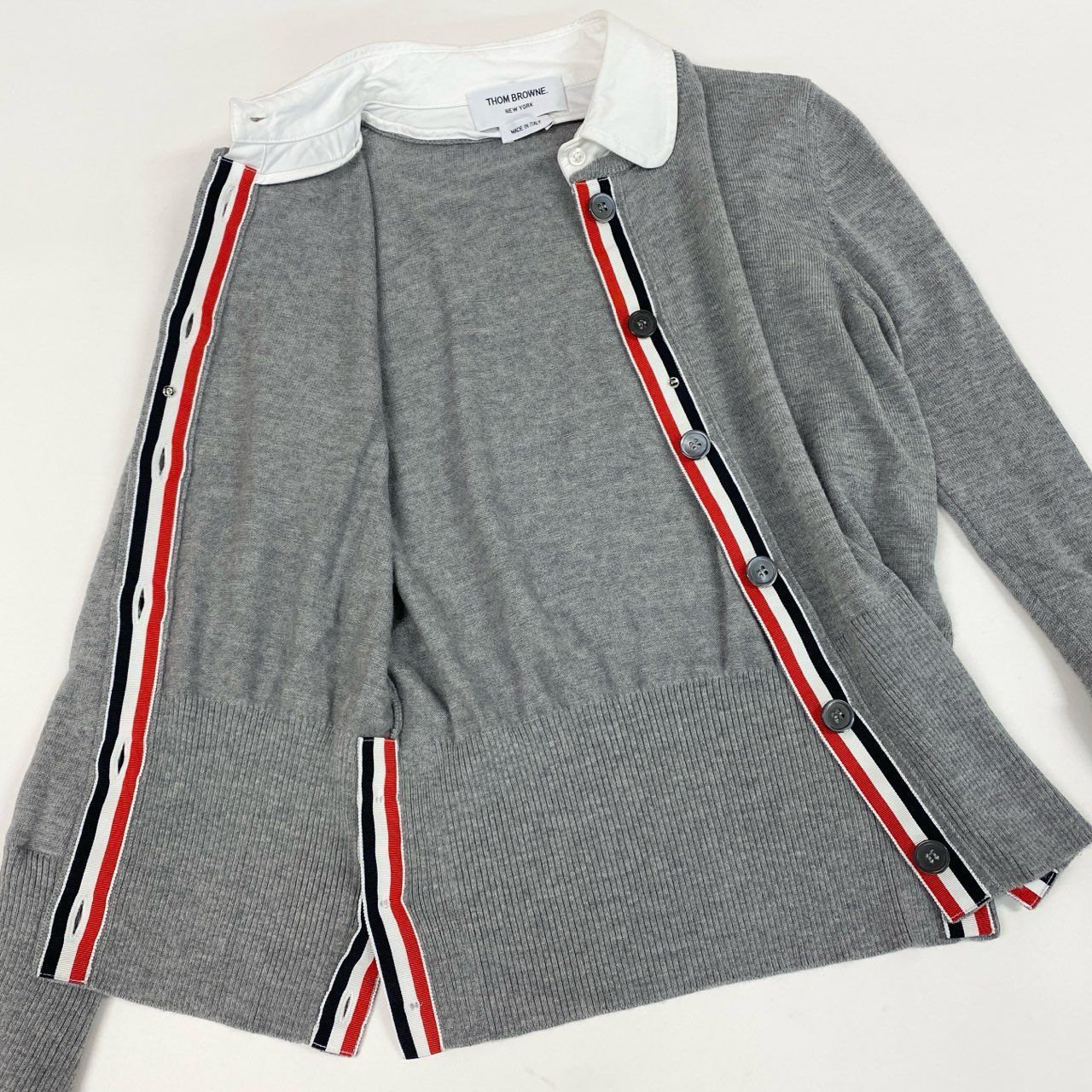 Ec3 THOM BROWNE トムブラウン トリコロール ニットカーディガン 襟