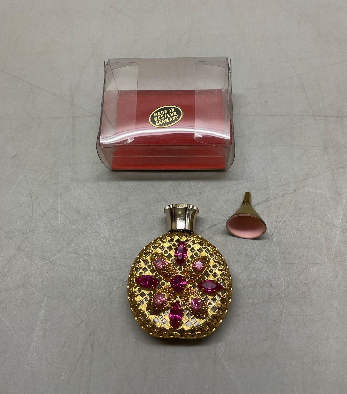 SN1197 西ドイツ製 ゴールドカラー ピンク 香水瓶 香水ボトル