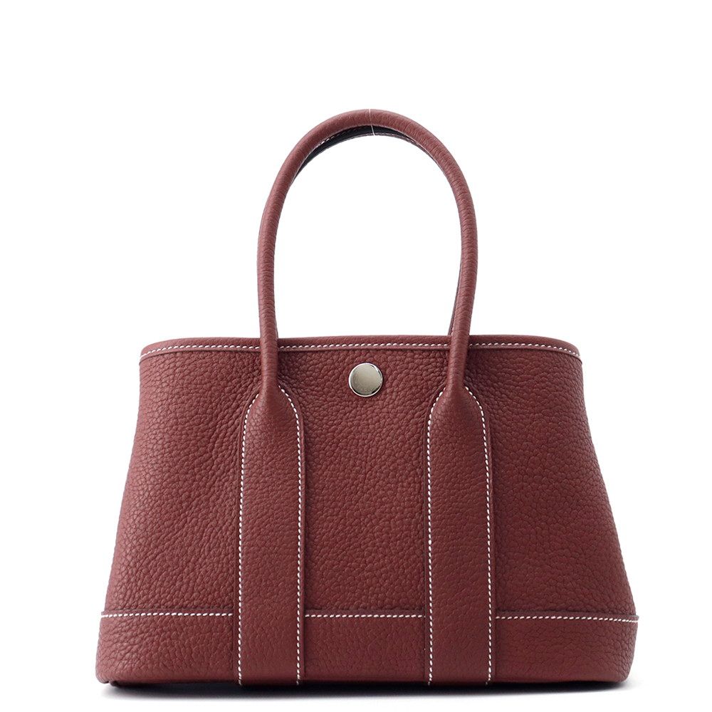 【希少カラー/美品】本物 エルメス ガーデンパーティー トート 赤 ルージュ コーラル ピンク ブーゲンビリア/黒 ハンド 刻印 ネゴンダ