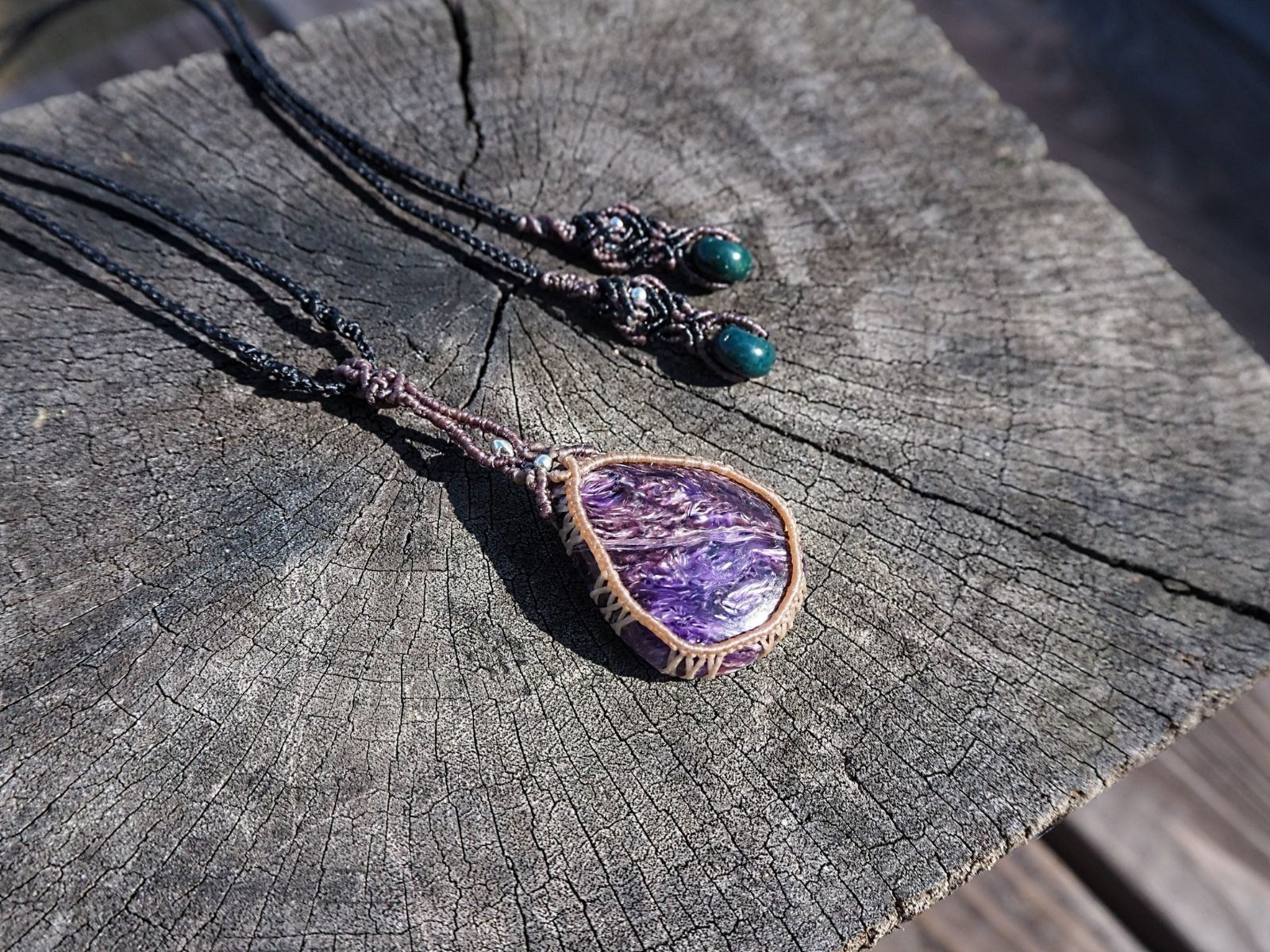 天然石 マクラメ ネックレス チャロアイト - メルカリ