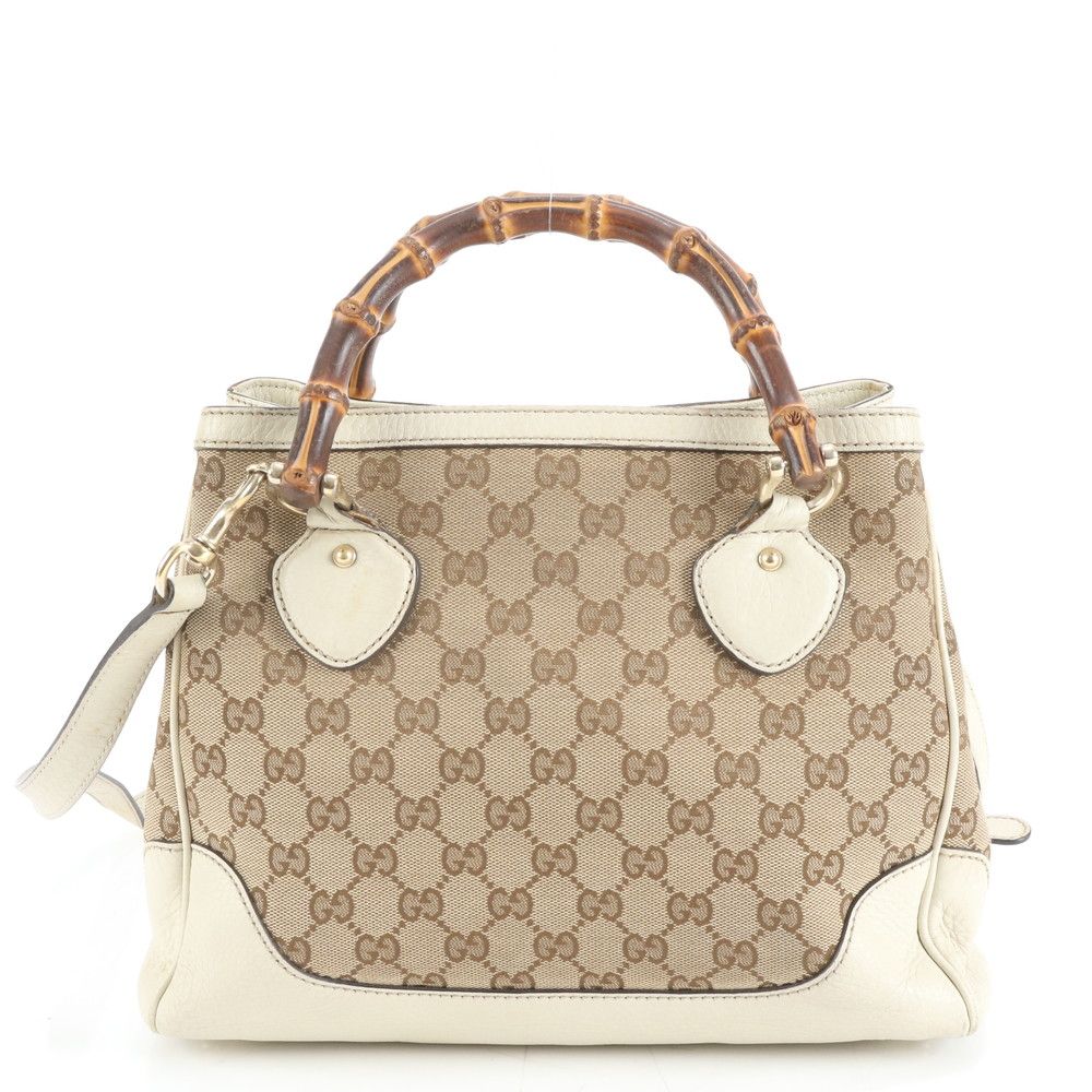 美品 グッチ GG キャンバス バンブー 308360 レザー 2WAY ショルダー