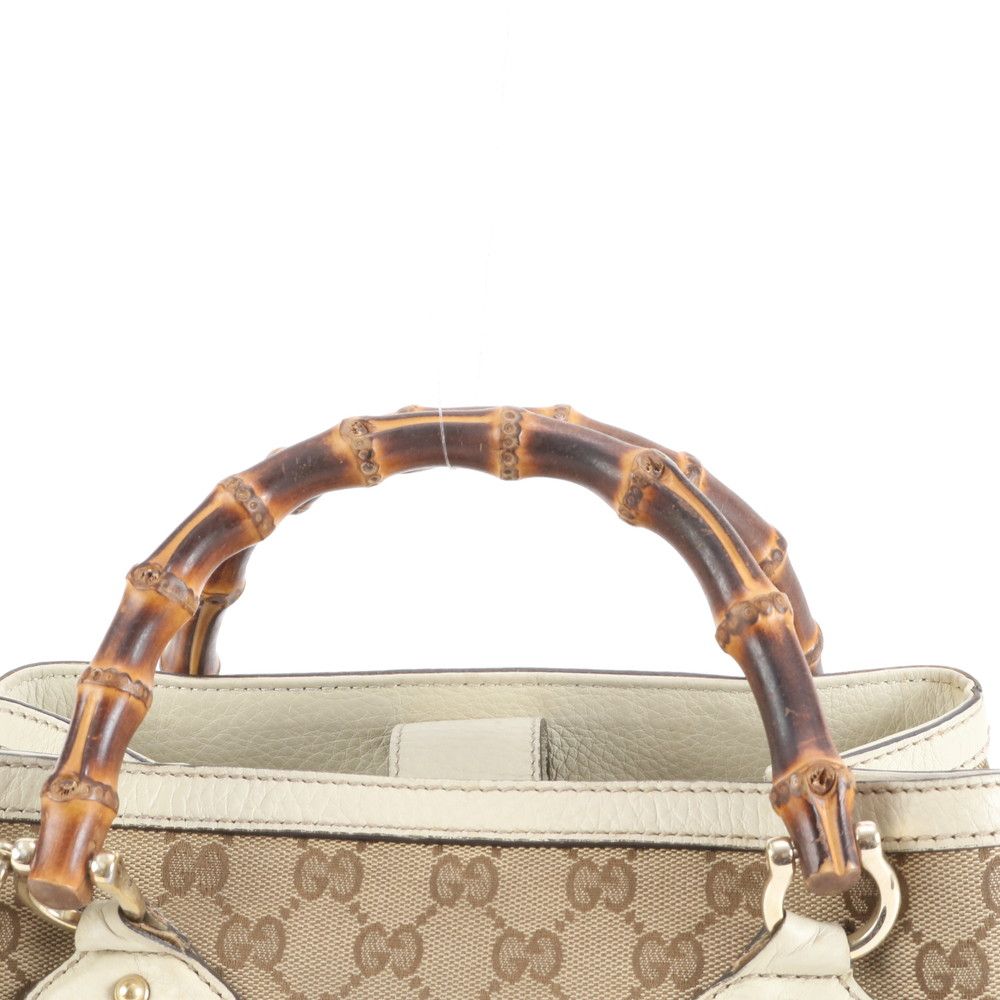 美品 グッチ GG キャンバス バンブー 308360 レザー 2WAY ショルダー