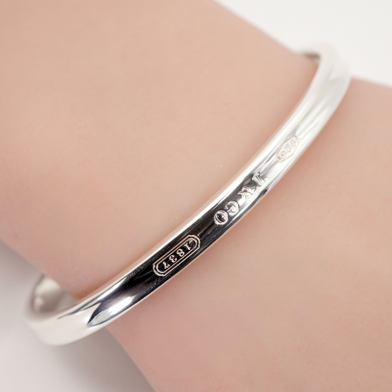 極美品 ティファニー 1837 ナロー スリム カフ バングル/24-5481