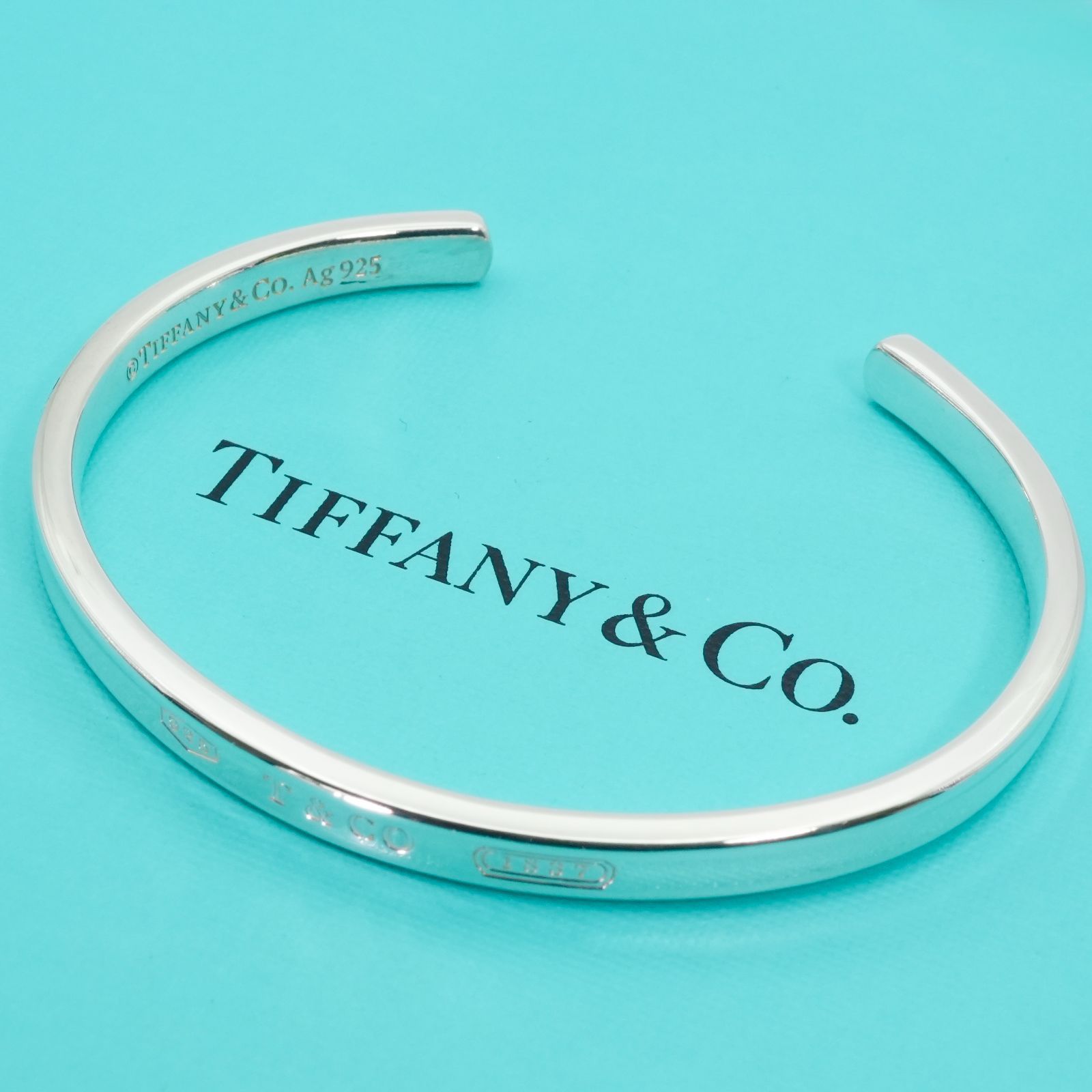極美品 ティファニー 1837 ナロー スリム カフ バングル/24-5481