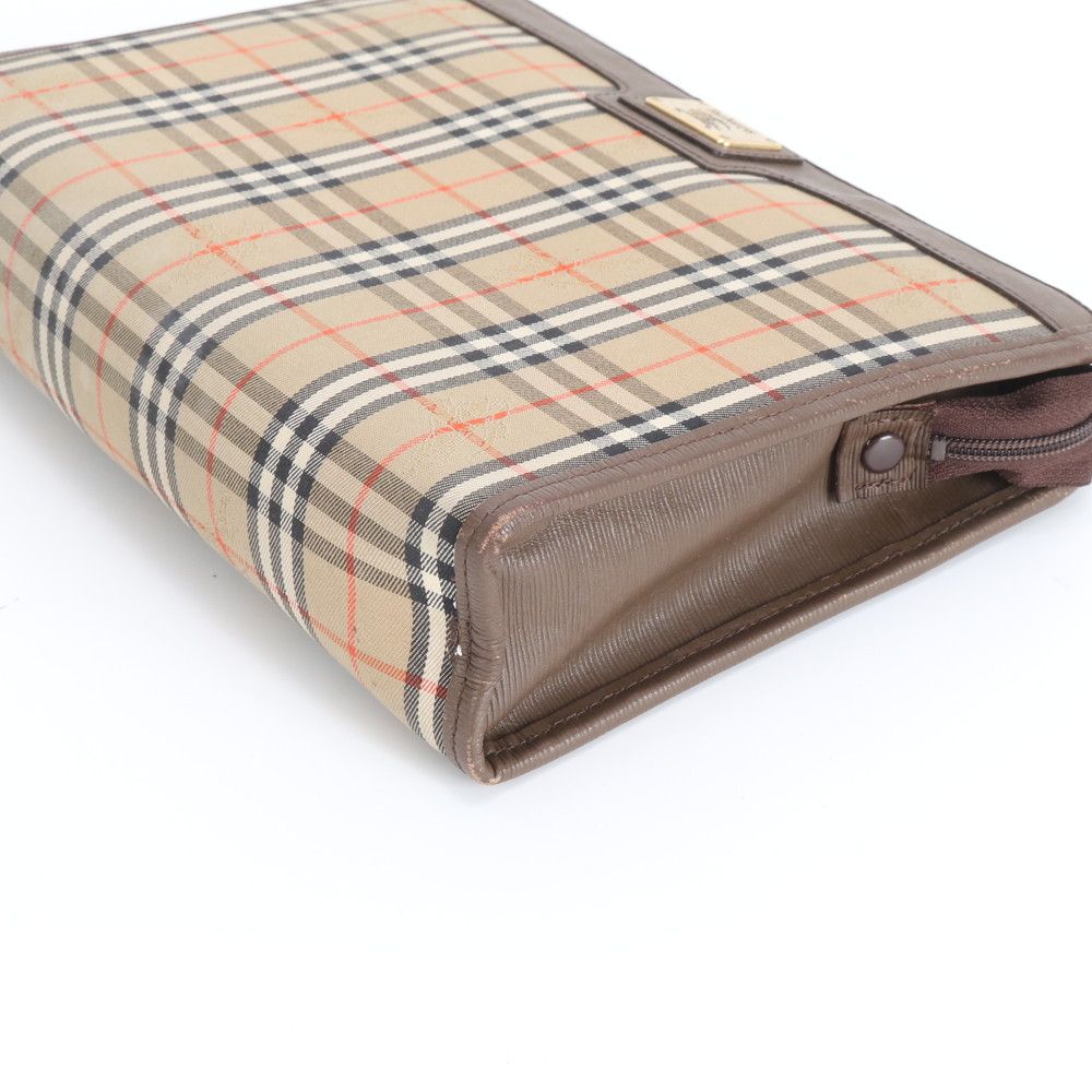 美品 バーバリー ノバ チェック レザー セカンドバッグ クラッチ