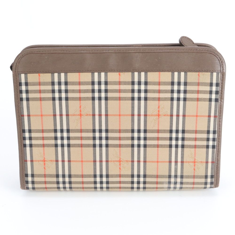 美品 バーバリー ノバ チェック レザー セカンドバッグ クラッチ