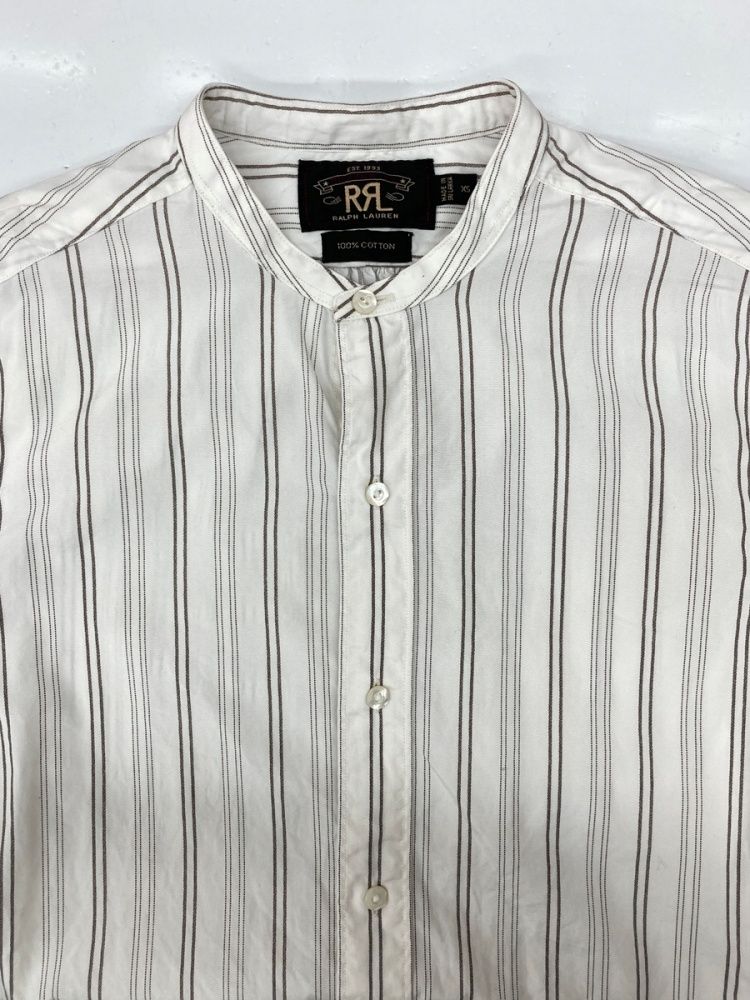 ダブルアールエル RRL Stripe Band Collar Shirt ストライプ バンド
