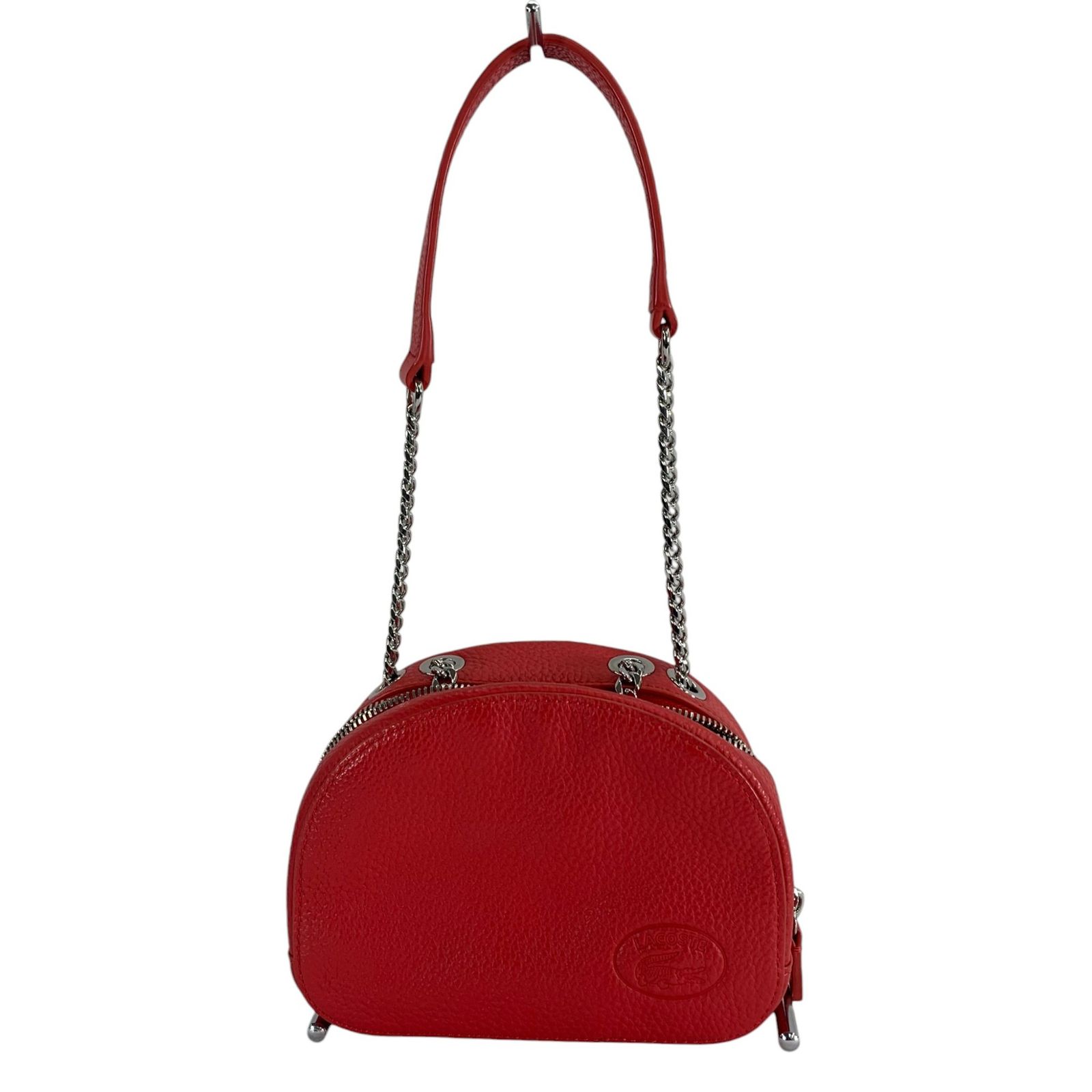 LACOSTE ラコステ レザーショルダーバッグ チェーンショルダー ピンク