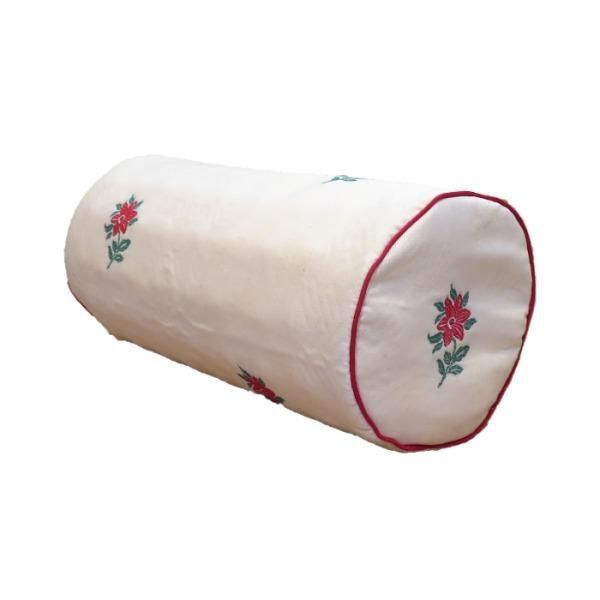 低反発 ボルスタークッション/腰枕 硬め〔14R×30cm レッド〕 洗えるカバー 『オロペサ』