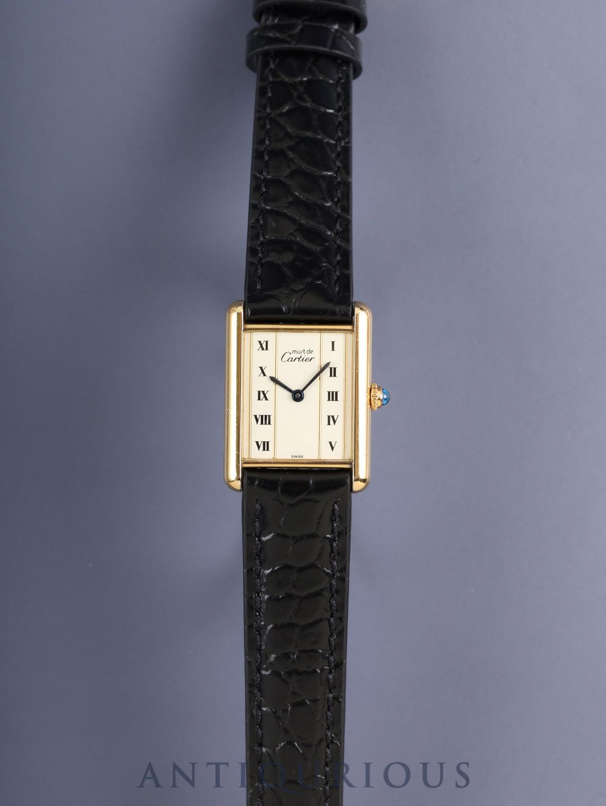  カルティエ マストタンク LM 590005 クォーツ CAL.90 SV925 革 純正ピンバックル GP ストレートローマン文字盤 SWISS表記 箱 冊子 保証書 1989年 オーバーホール済み シワになりにくい 自動巻き時計 腕時計(アナログ)