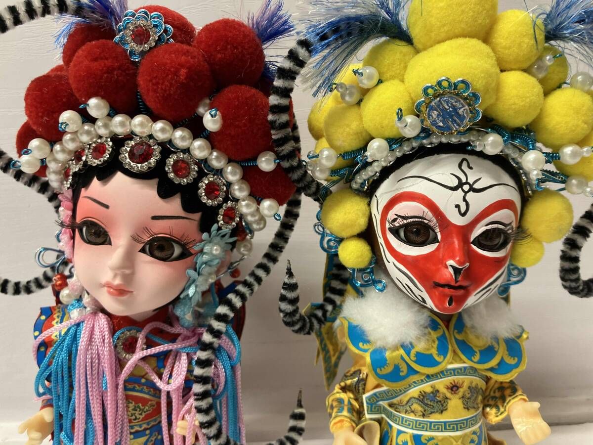 中国 京劇シリーズ 孫悟空 唐人坊 絹人形 2体セット 伝統工芸 付属品は