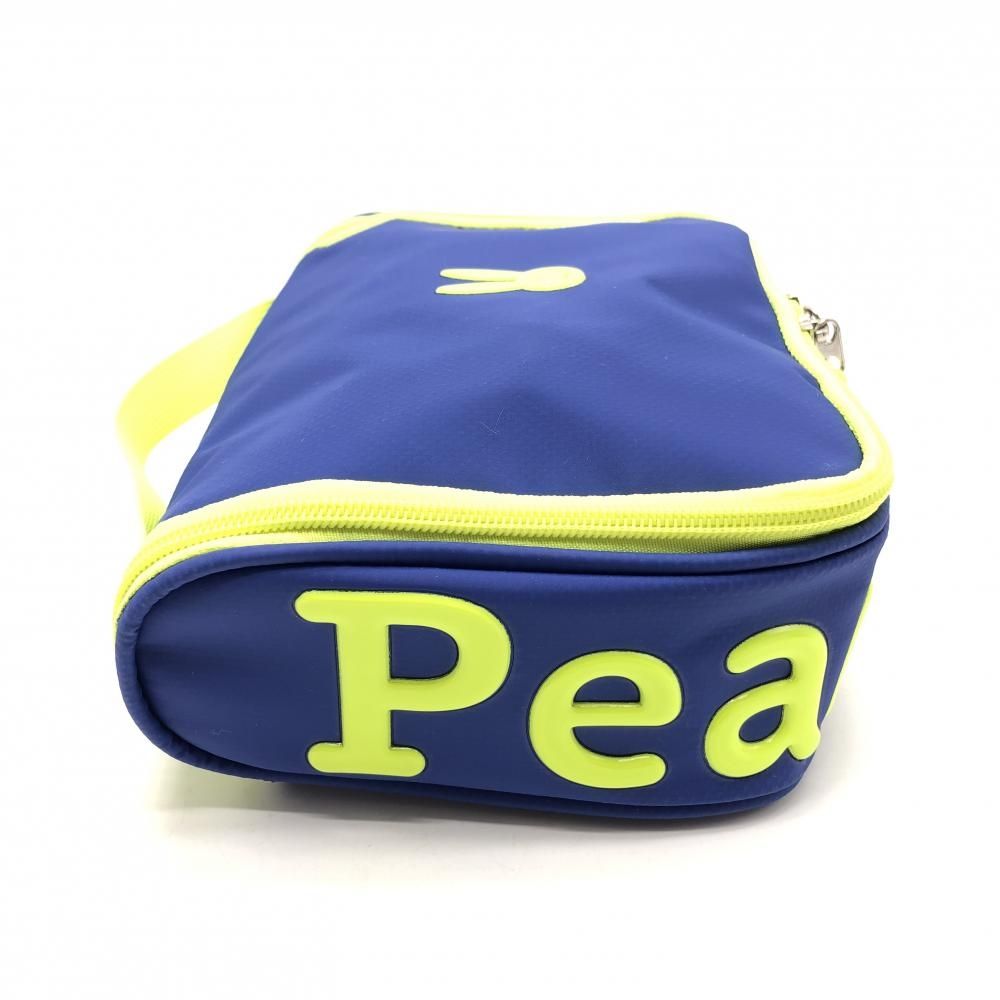 超美品】パーリーゲイツ ポーチ ブルー×蛍光イエロー カラビナ付 内側