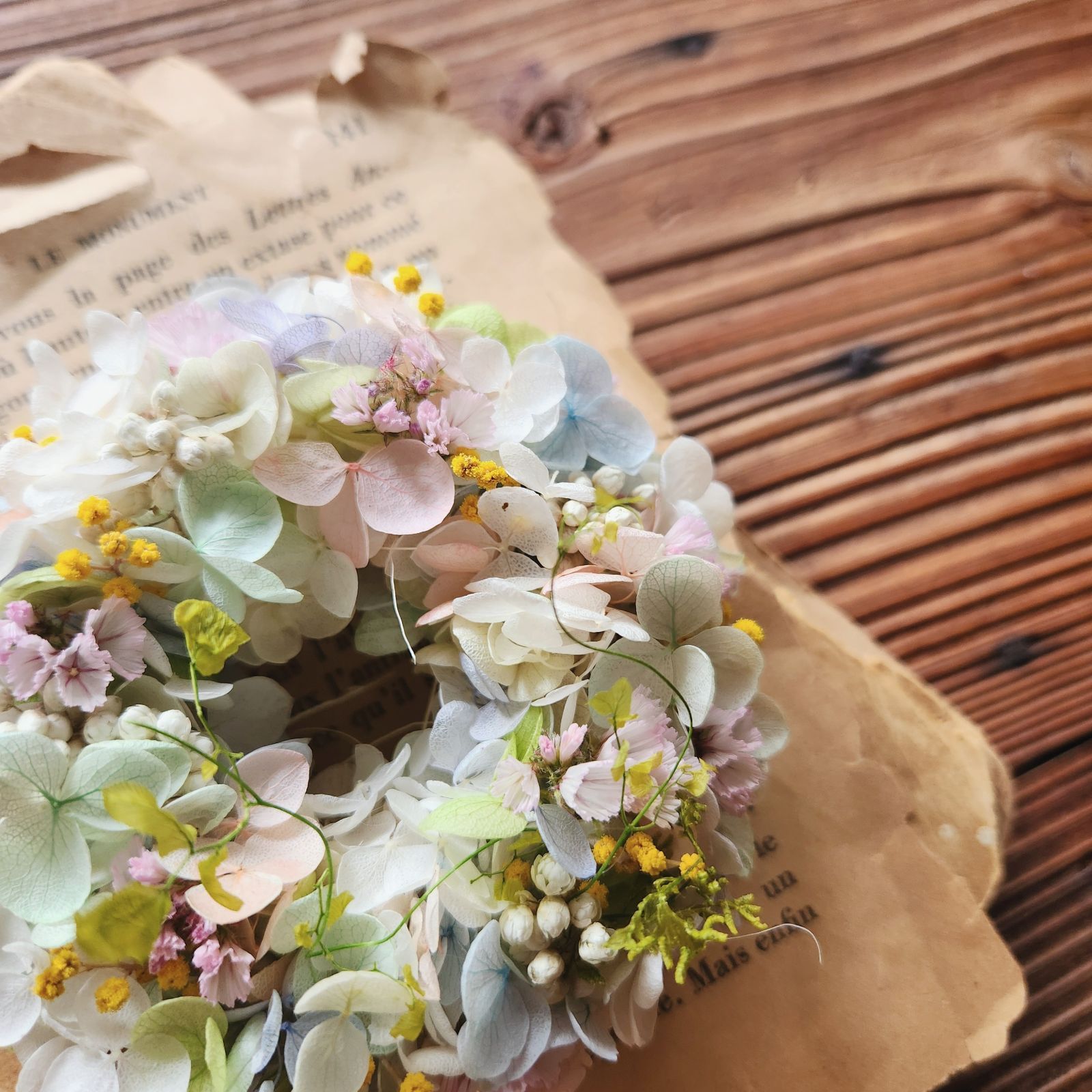 №156 アナベル 紫陽花 アジサイ ミニリース ドライフラワー