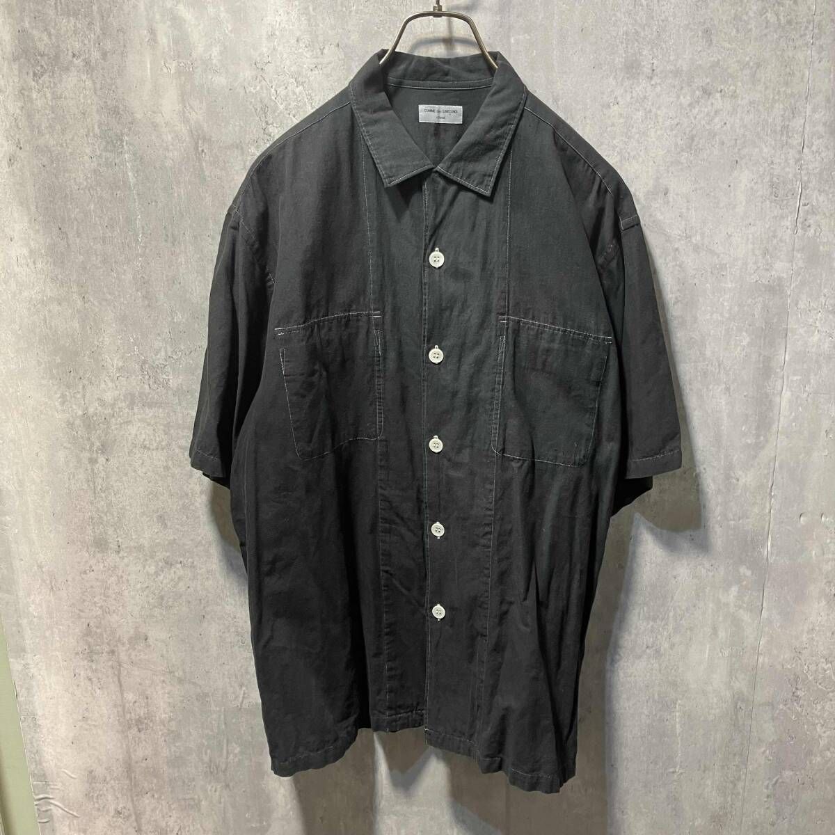 90s COMME des GARCONS HOMME 製品染めステッチデザインオープンカラー