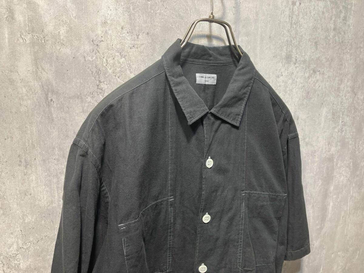 90s COMME des GARCONS HOMME 製品染めステッチデザインオープンカラー