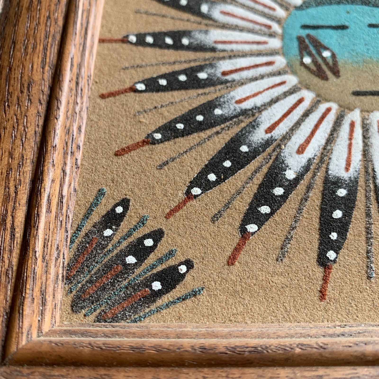 ナバホ族 サンドペインティング 砂絵 サンフェイス 壁掛け サイン入