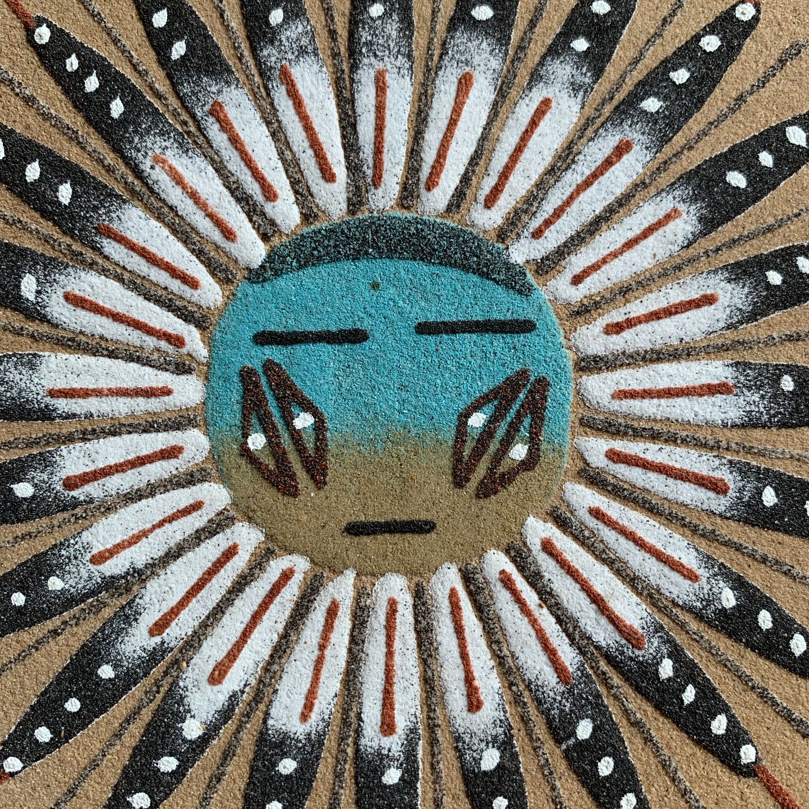 ナバホ族 サンドペインティング 砂絵 サンフェイス 壁掛け サイン入