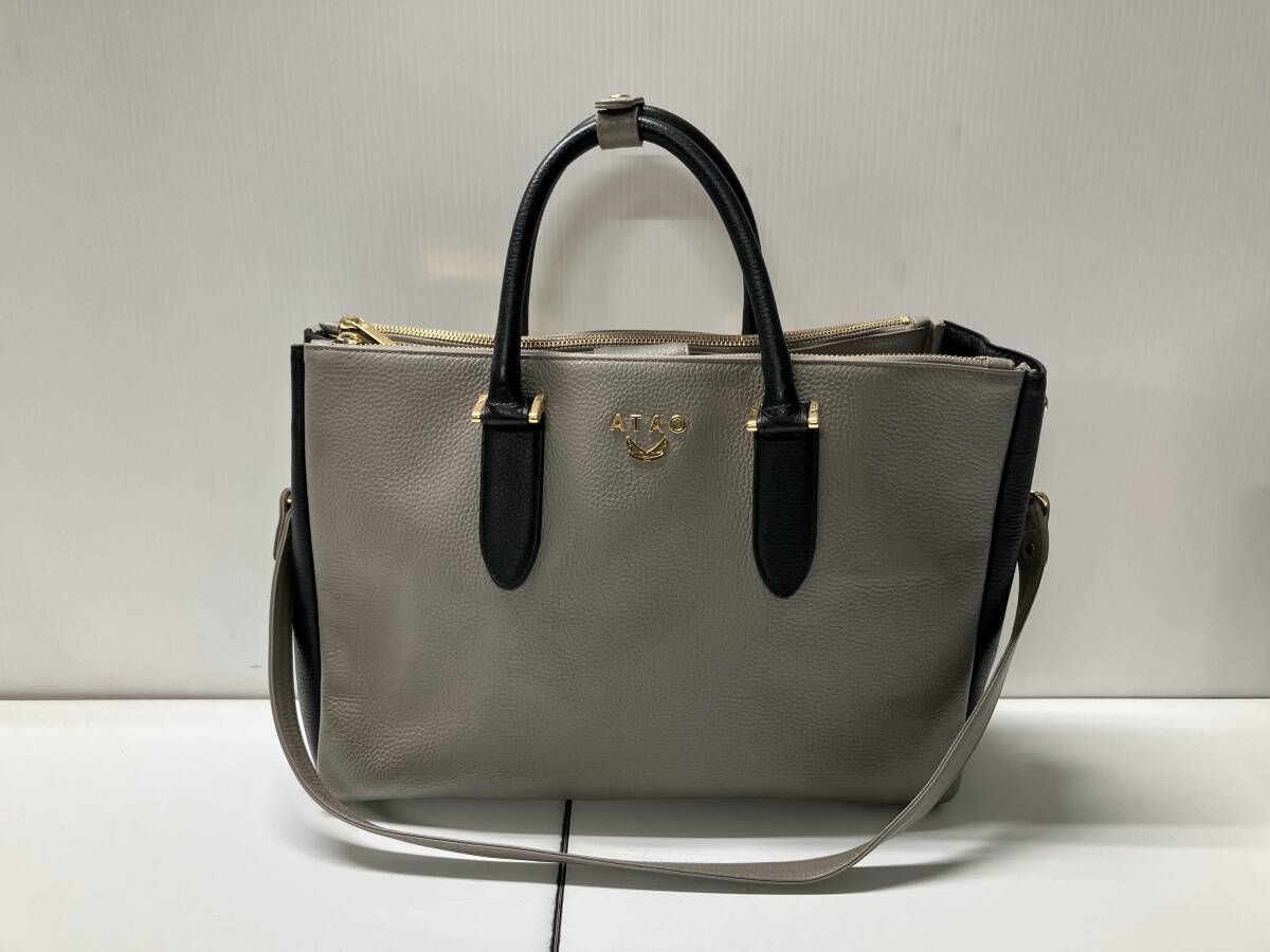 ATAO アタオ トートバッグ レザー ドリー グレージュ×ブラック - メルカリ