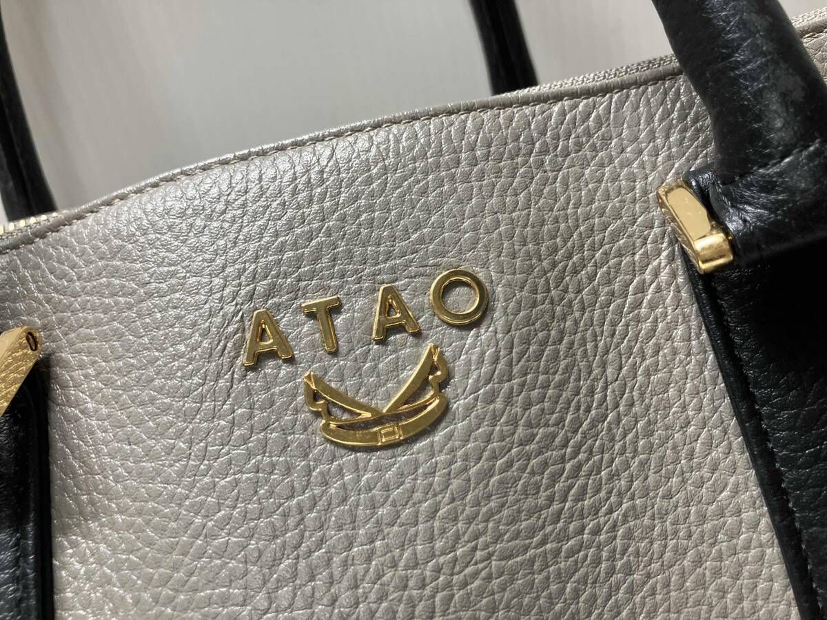 ATAO アタオ トートバッグ レザー ドリー グレージュ×ブラック - メルカリ