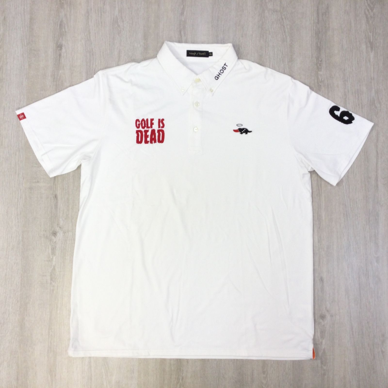 ROUGH&SWELL ラフアンドスウェル ポロシャツ XL 白 GOLF IS DEAD 刺繍