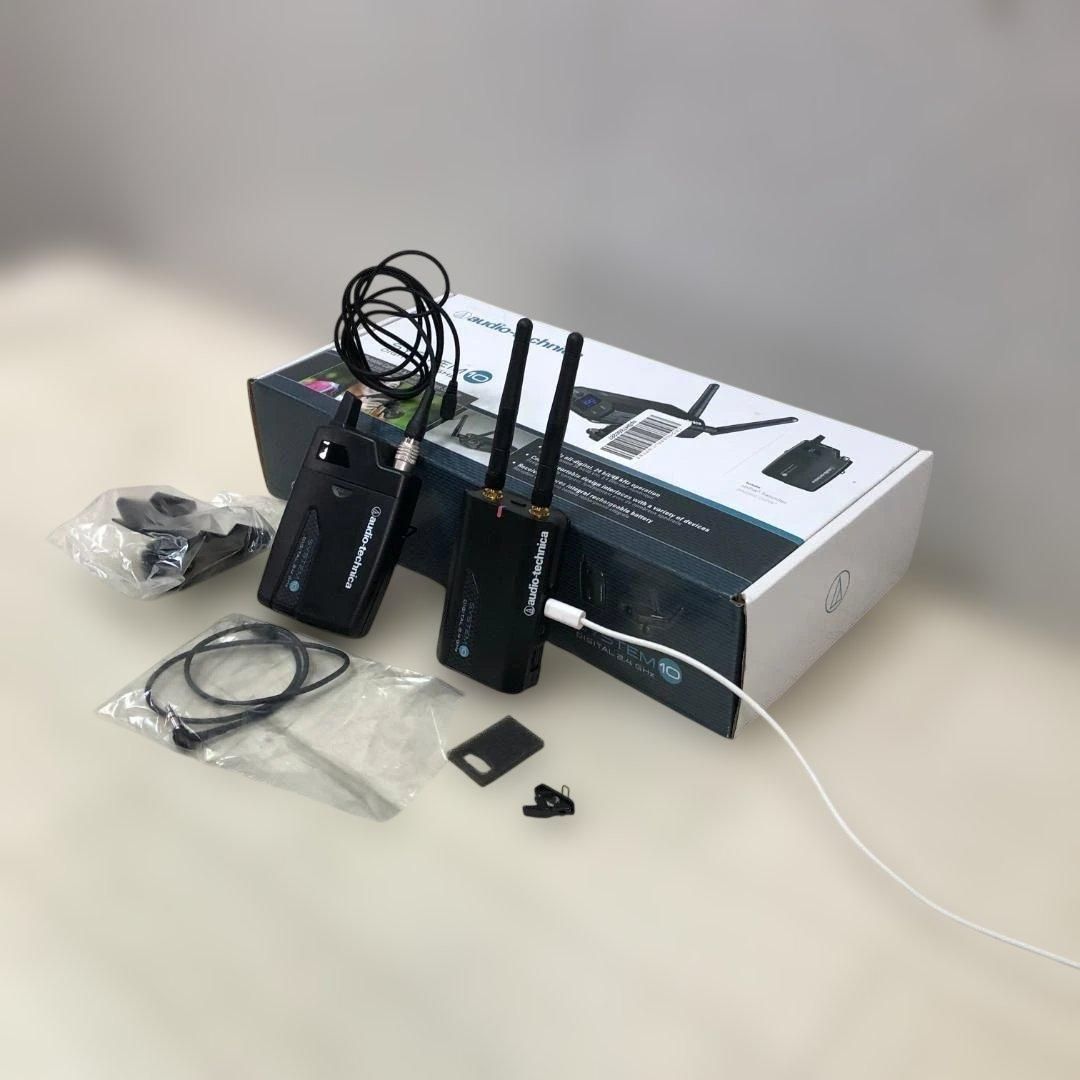 audio-technica SYSTEM10 デジタル2.4GHz ワイヤレスマイク 受信機 送信機 ボディパック ラベリアマイク 元箱付 映像撮影 配信 業務用　【糸島市内 送料無料】260104-4 audio-technica SYSTEM10 デジタル2.4GHz ワイヤレスマイク 受信機