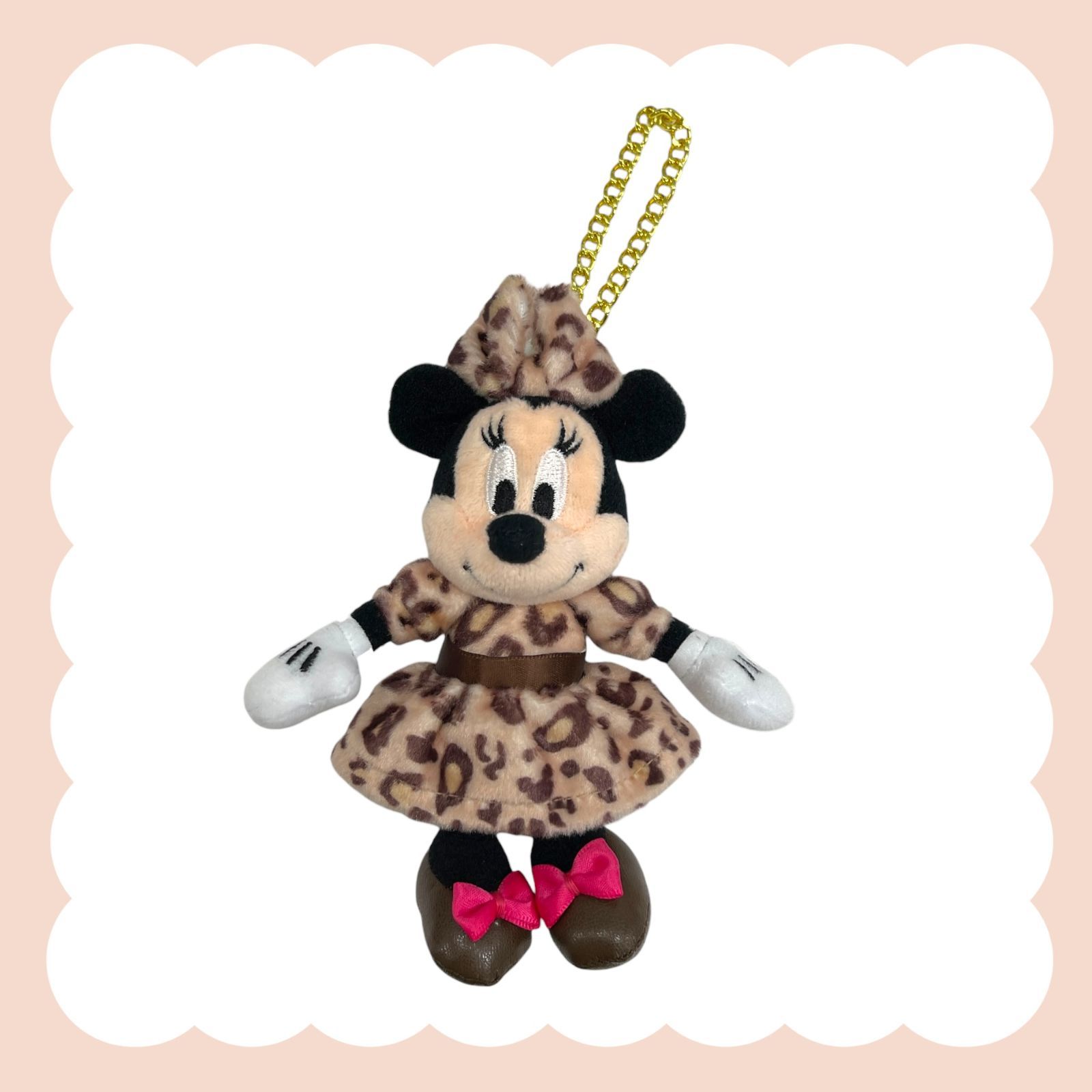 ◇ディズニー ヒョウ柄 ミニー ぬいぐるみチャーム【ブラウン