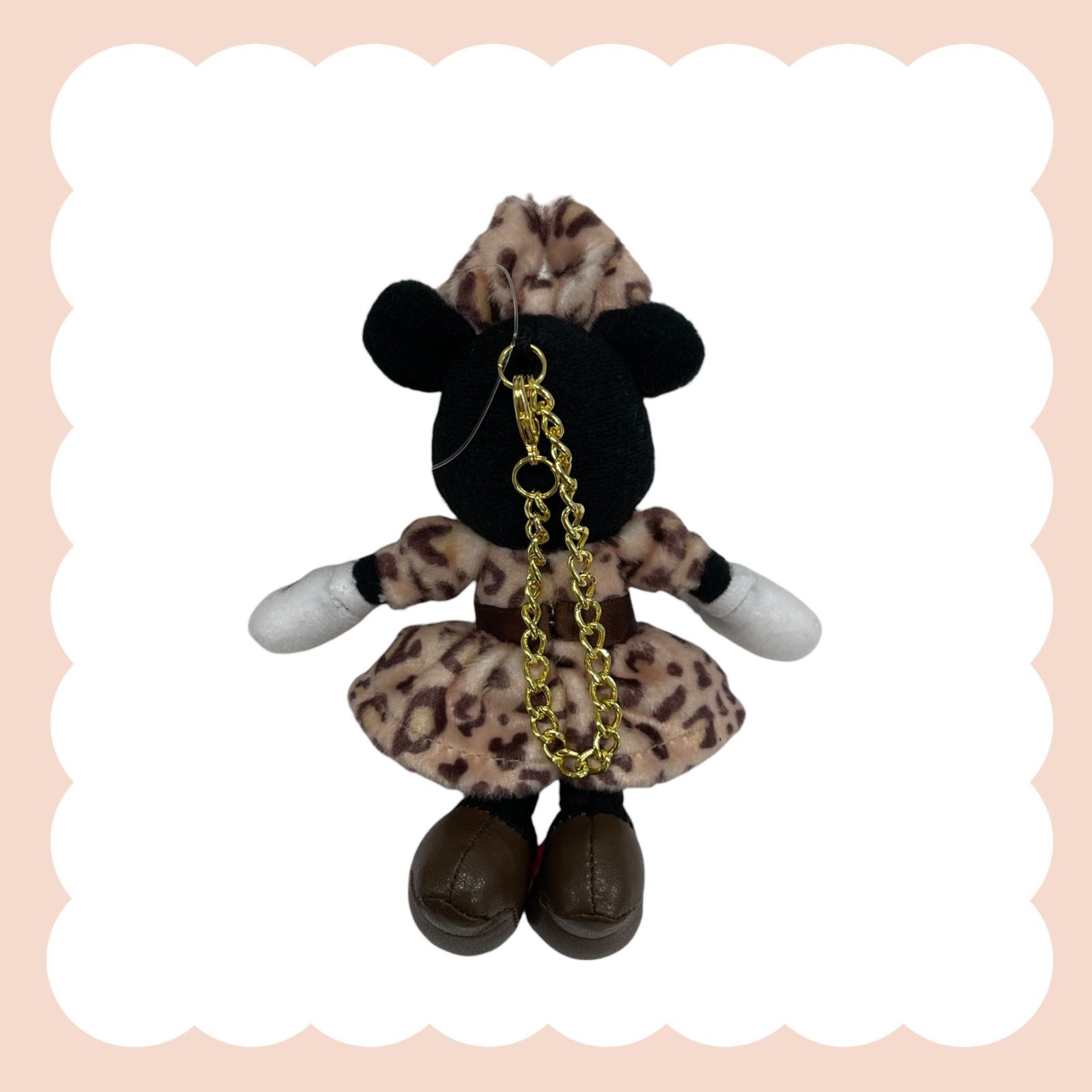 ◇ディズニー ヒョウ柄 ミニー ぬいぐるみチャーム【ブラウン