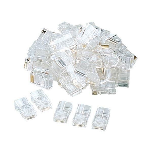 (まとめ)サンワサプライ RJ-45コネクタ(より線用) ADT-RJ45-100〔×2セット〕
