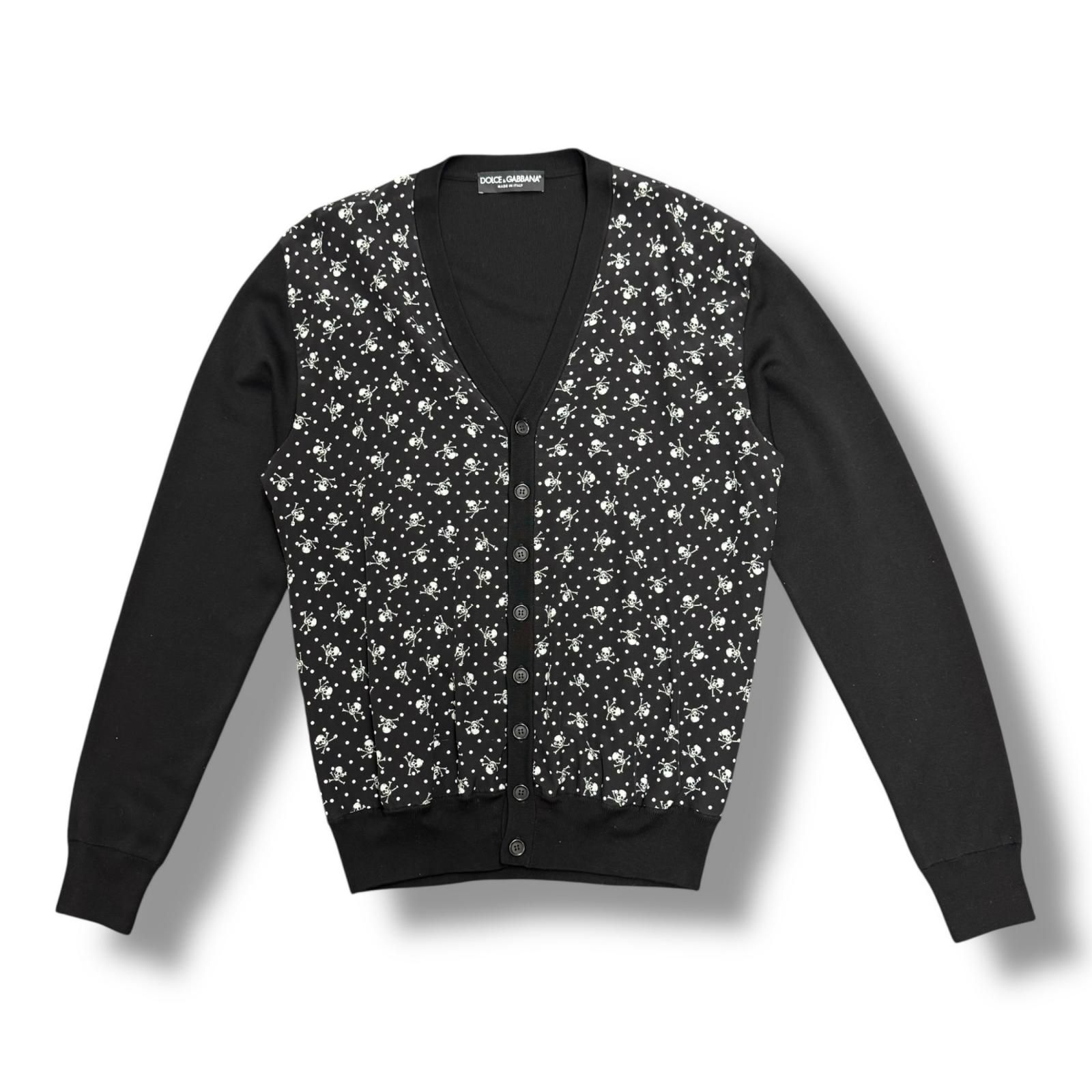 国内正規 DOLCE&GABBANA Scull Print Silk KnitCardigan スカル
