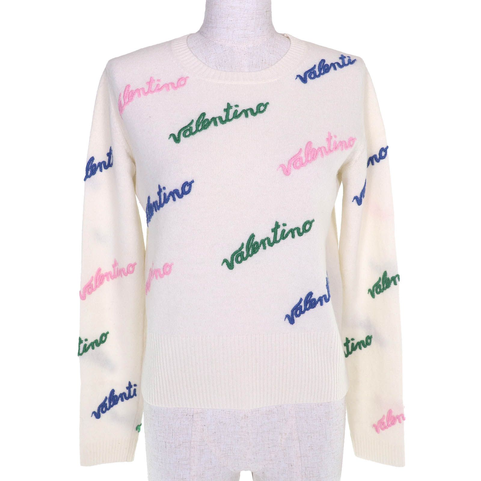 極美品△VALENTINO ヴァレンティノ RB3KC00STXM ウール カシミヤ ロゴ
