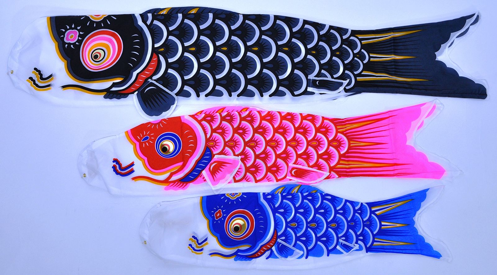 どこでも飾れる!金昇龍吹流し入り15号友禅染め3色鯉のぼりフルセットお庭&ベランダ用ナイロンタフタ鯉のぼり【新型どこでもスタンドロングポール ...