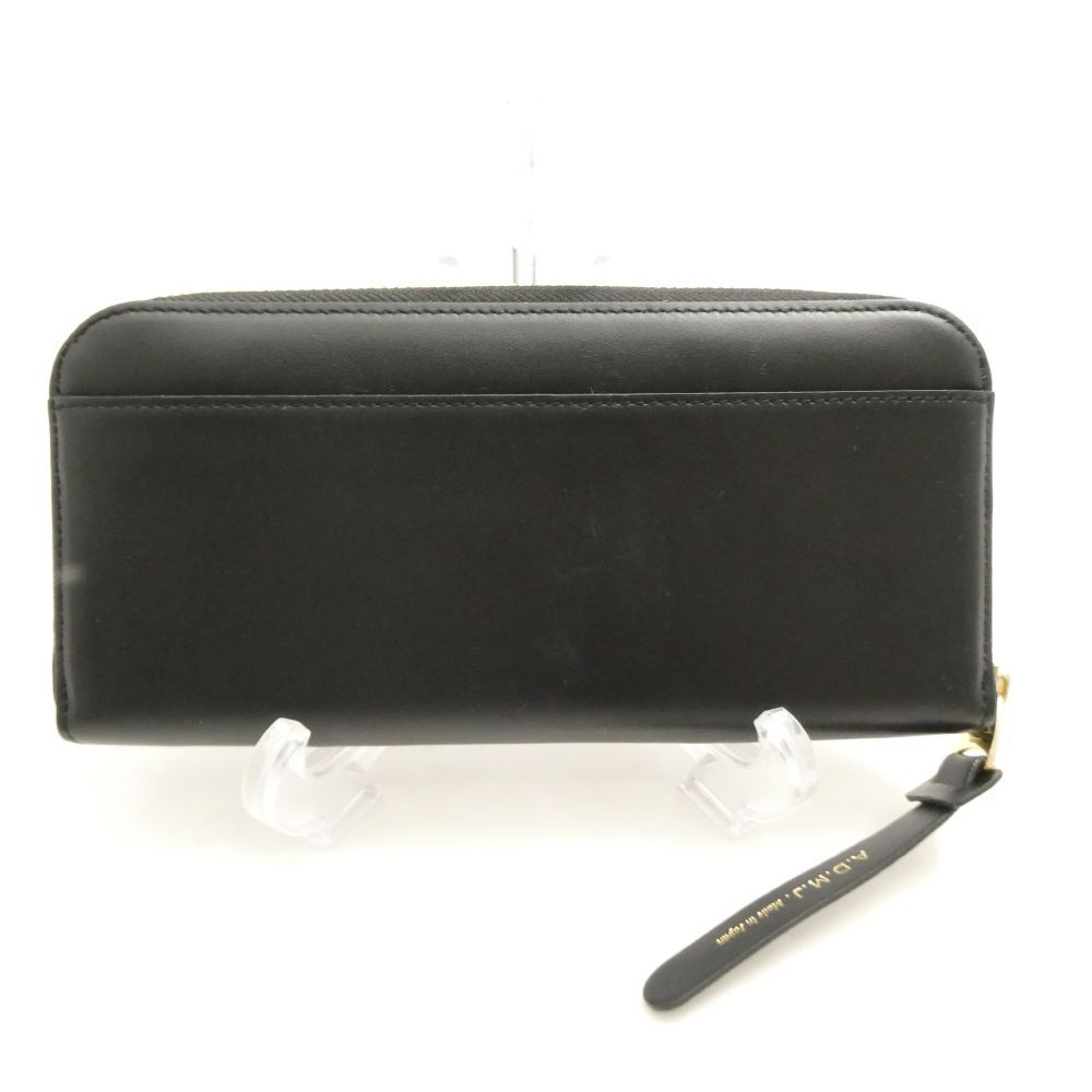 美品 ADMJ エーディーエムジェイ スリムウォレット 長財布 レザー ラウンドジップ クリスタル ハラコ 黒 青 レディース AU4106 美品 ADMJ エーディーエムジェイ スリムウォレット 長財布 レザー