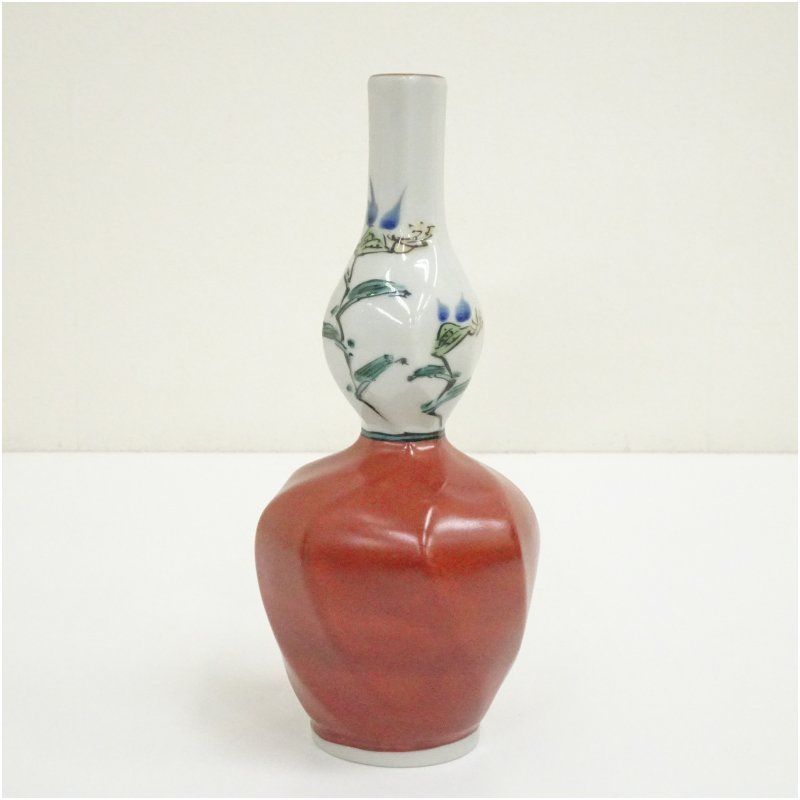 九谷焼 大根草路造 色絵徳利（共箱） 酒器 おしゃれ かわいい 酒