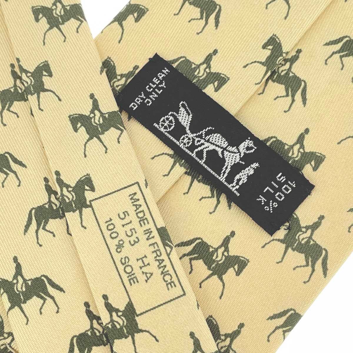 HERMES エルメス ネクタイ  馬柄   シルク100％ ベージュ メンズ / 240001191379 HERMES エルメス ネクタイ 馬柄 シルク100％ ベージュ メンズ