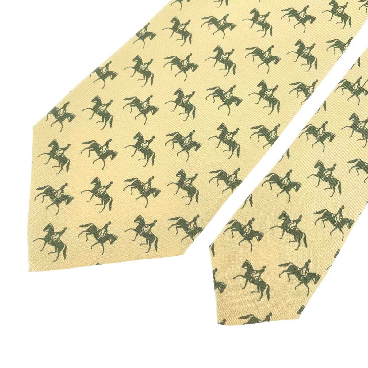 HERMES エルメス ネクタイ  馬柄   シルク100％ ベージュ メンズ / 240001191379 HERMES エルメス ネクタイ 馬柄 シルク100％ ベージュ メンズ