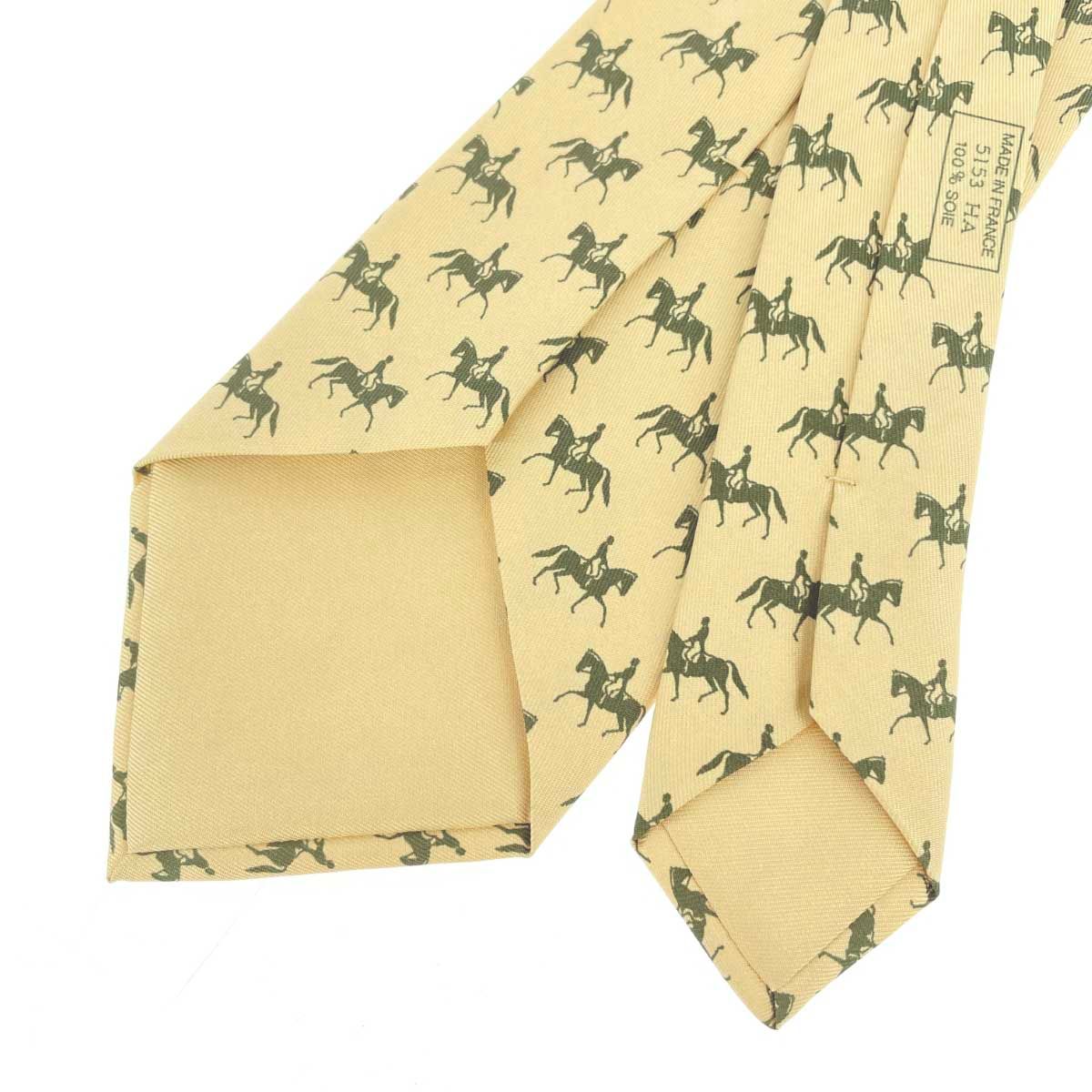 HERMES エルメス ネクタイ  馬柄   シルク100％ ベージュ メンズ / 240001191379 HERMES - HERMES エルメス ネクタイ 馬柄 シルク100％ ベージュ メンズ