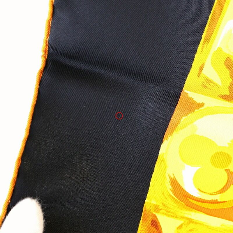 ルイヴィトン スカーフ シルク100% ブラック×イエロー Carre Au fil du