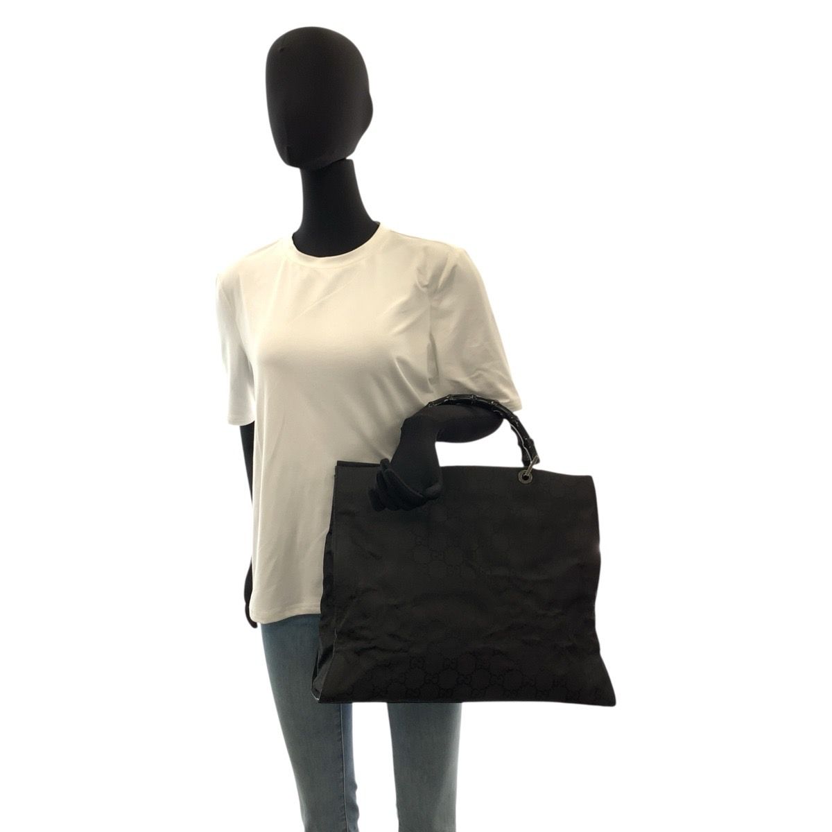 GUCCI グッチ バンブー ブラック 黒 ナイロン 002 1015 ハンドバッグ