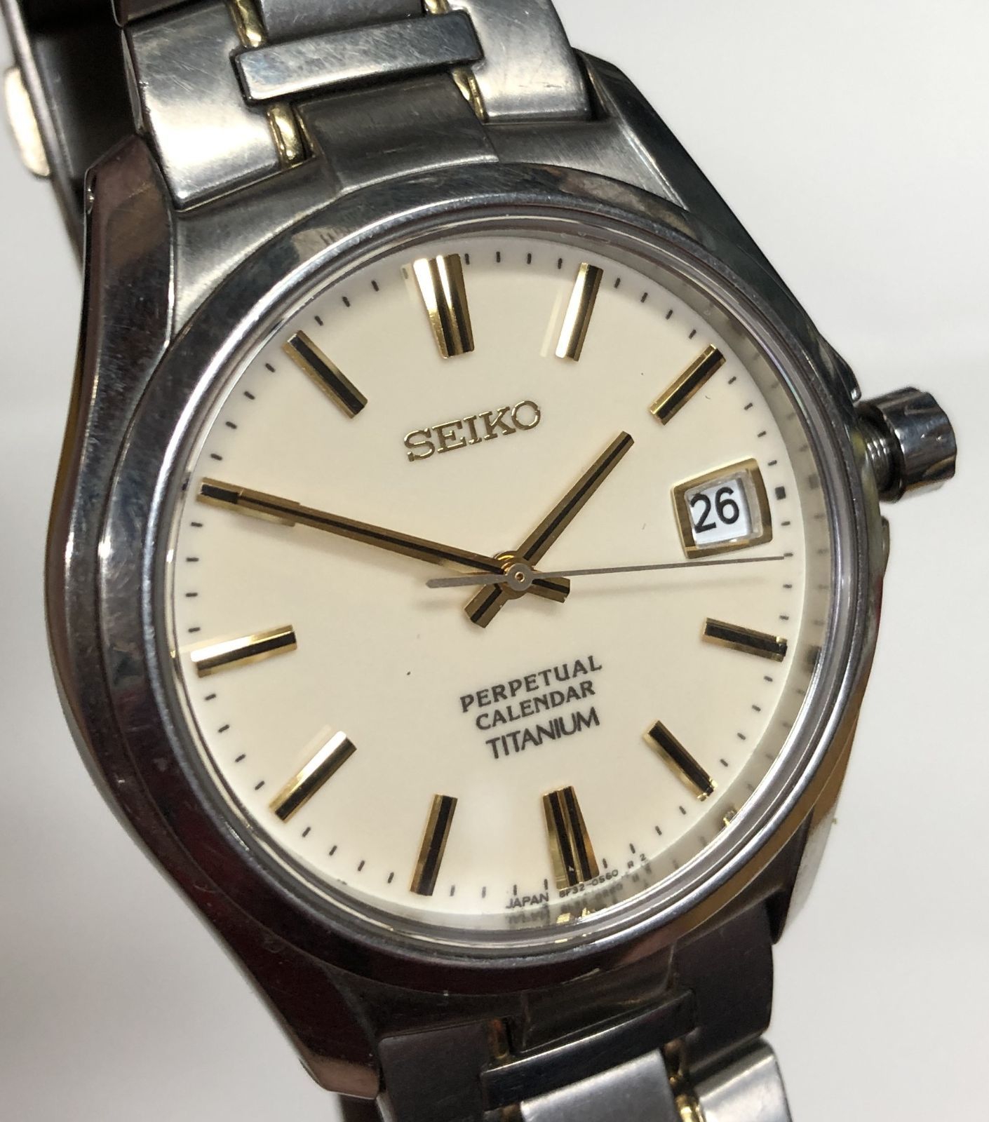 ◇SEIKO セイコー 腕時計 8F32-0400 パーペチュアルカレンダー チタン 