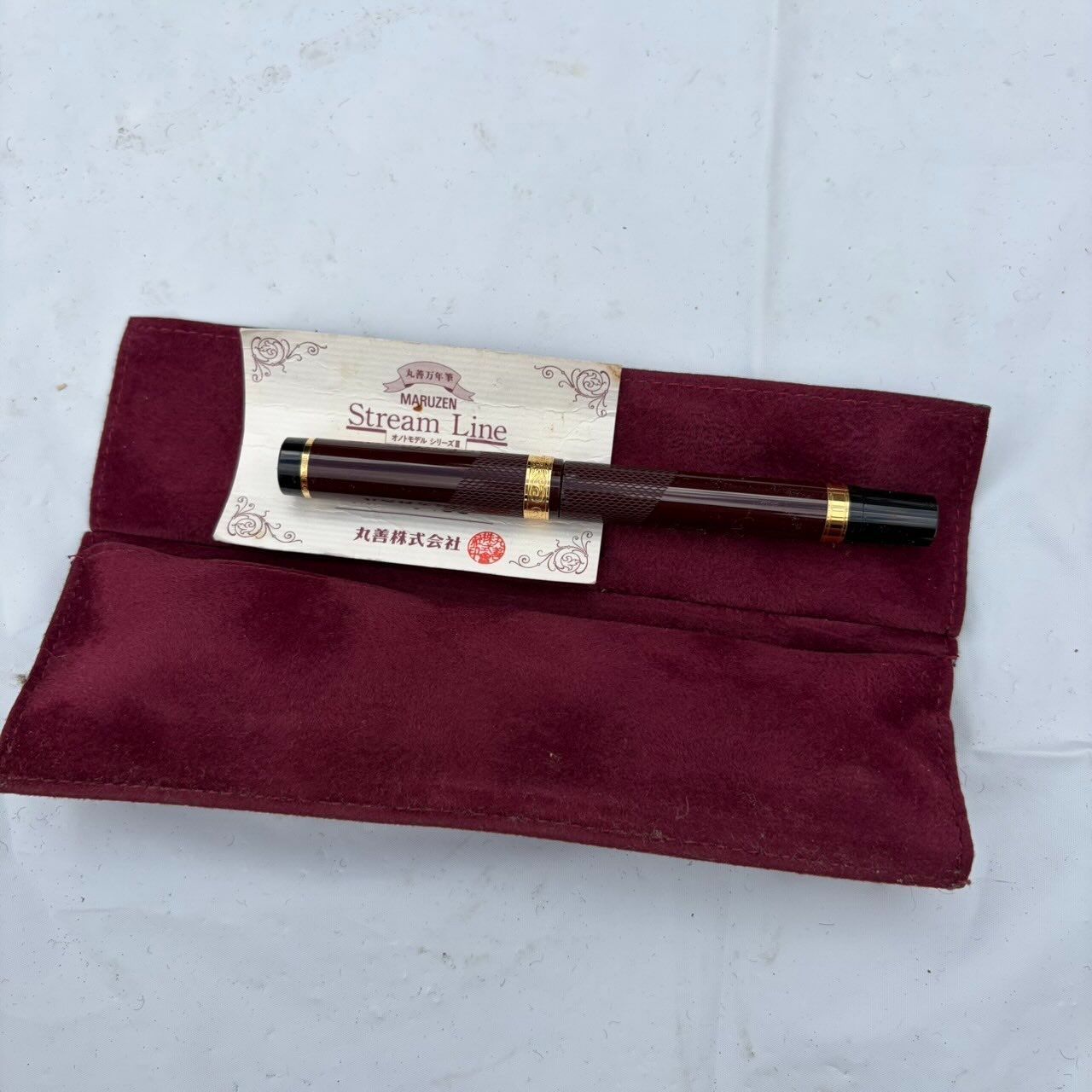 送料込み】丸善 MARUZEN 万年筆 14K M 中字 ボルドー ケース付 限定