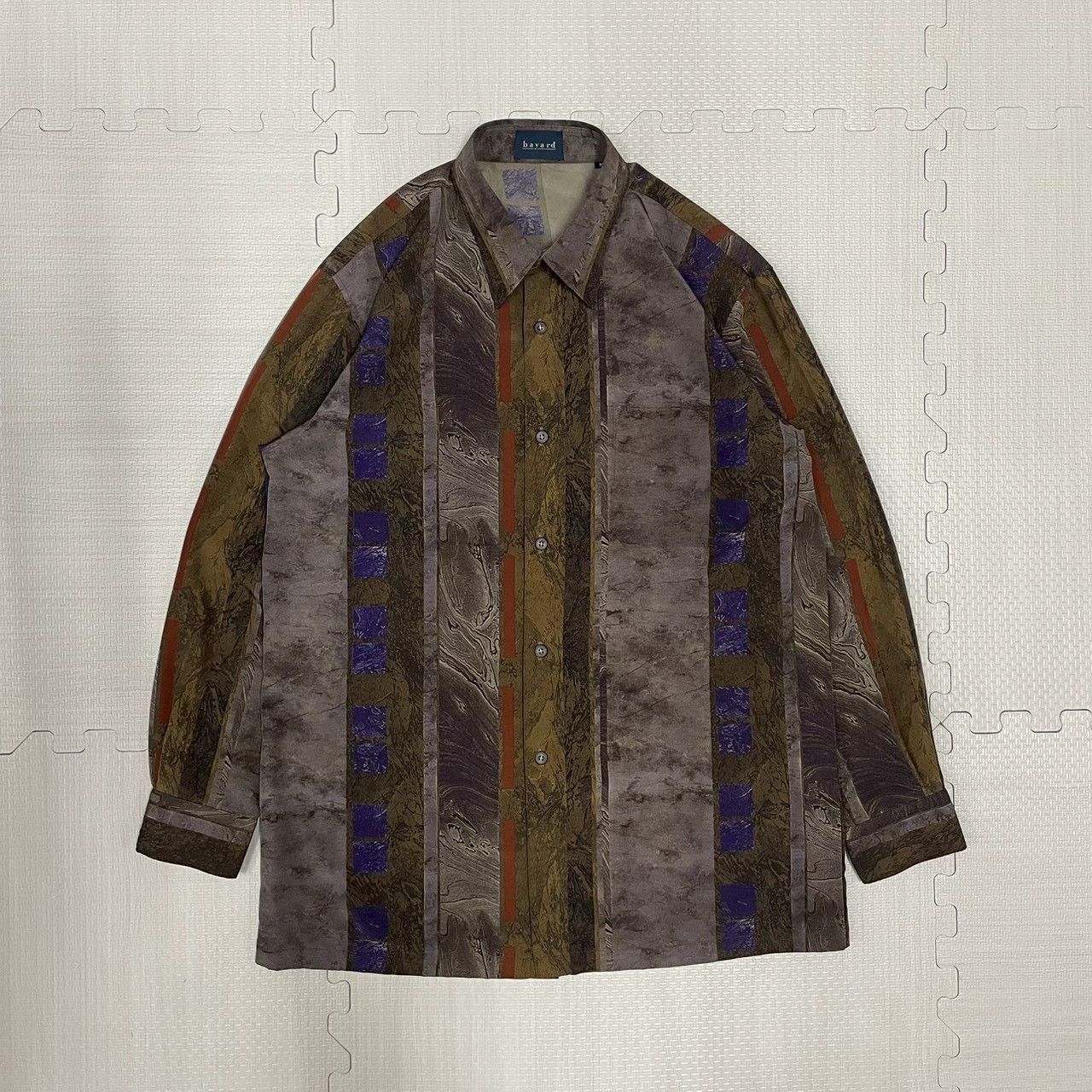 希少デザイン】ヴィンテージ 抽象柄アートシャツ M アースカラー