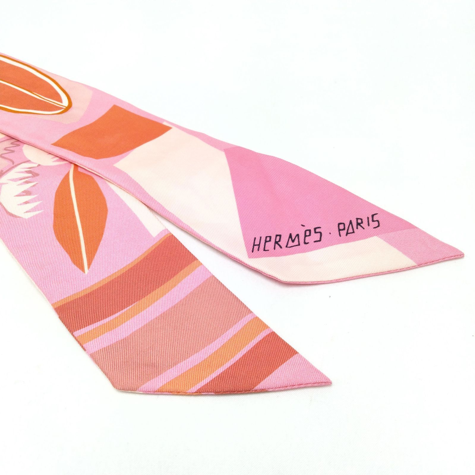 HERMES エルメス ツイリー ピンク 海とサーフとファン シルク スカーフ
