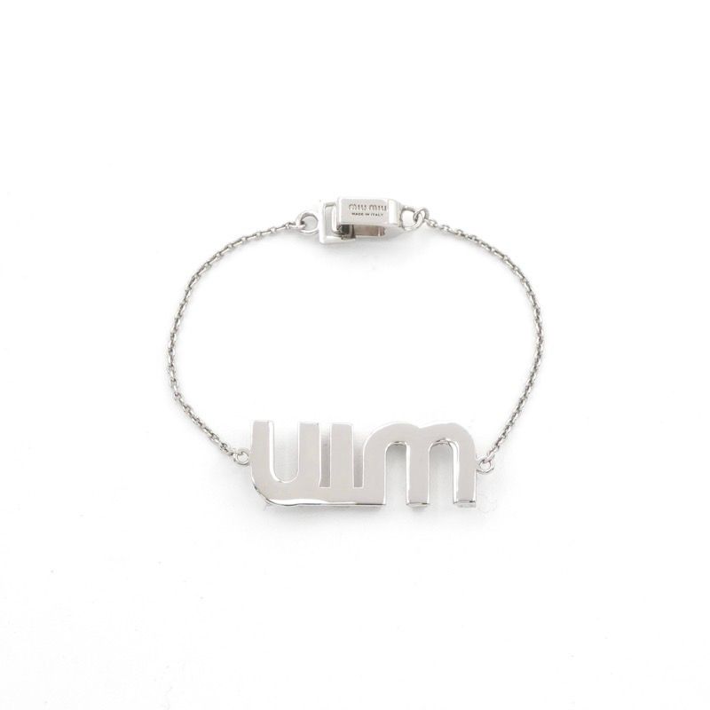 ミュウミュウ MIUMIU ネックレス ペンダント チョーカー シルバー ロゴ 