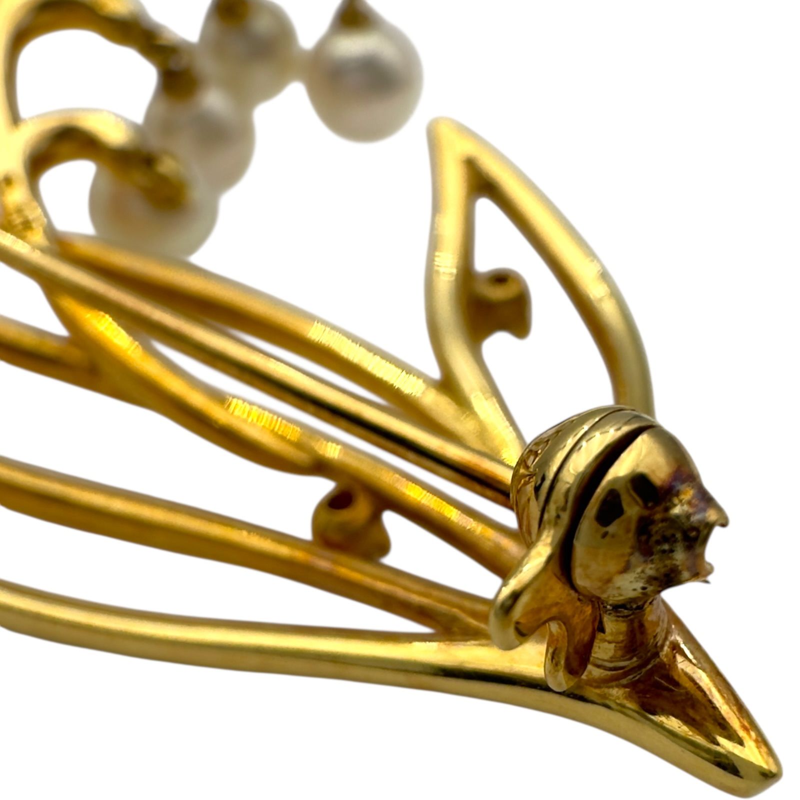 ミキモト MIKIMOTO リーフブローチ ゴールド K18 パール ジュエリー