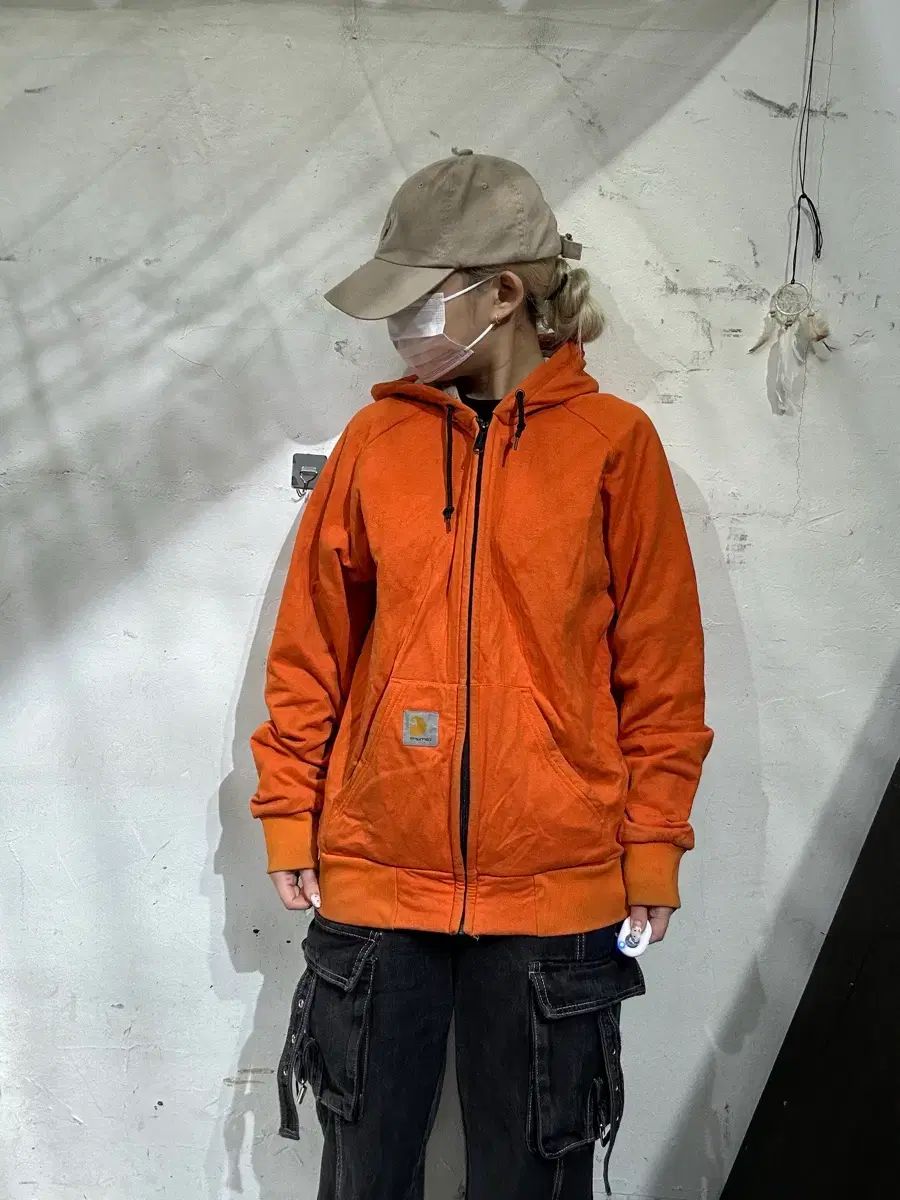 Carhartt カーハート オレンジ オーバーサイズ フードジップアップ M