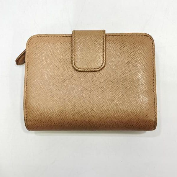 中古】PRADA サフィアーノ 2つ折り 財布 ベージュ 1ML018 プラダ[24