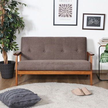  厚手ファブリック ソファ ミート 2P BR コンパクト おしゃれソファベッド 2人掛け 3人掛けソファ ソファ ソファベッド