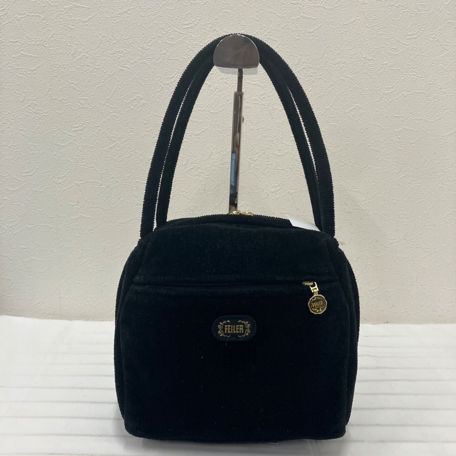 408 FEILER フェイラー ハンドバッグ ブラック 黒 花柄 フラワー 薔薇