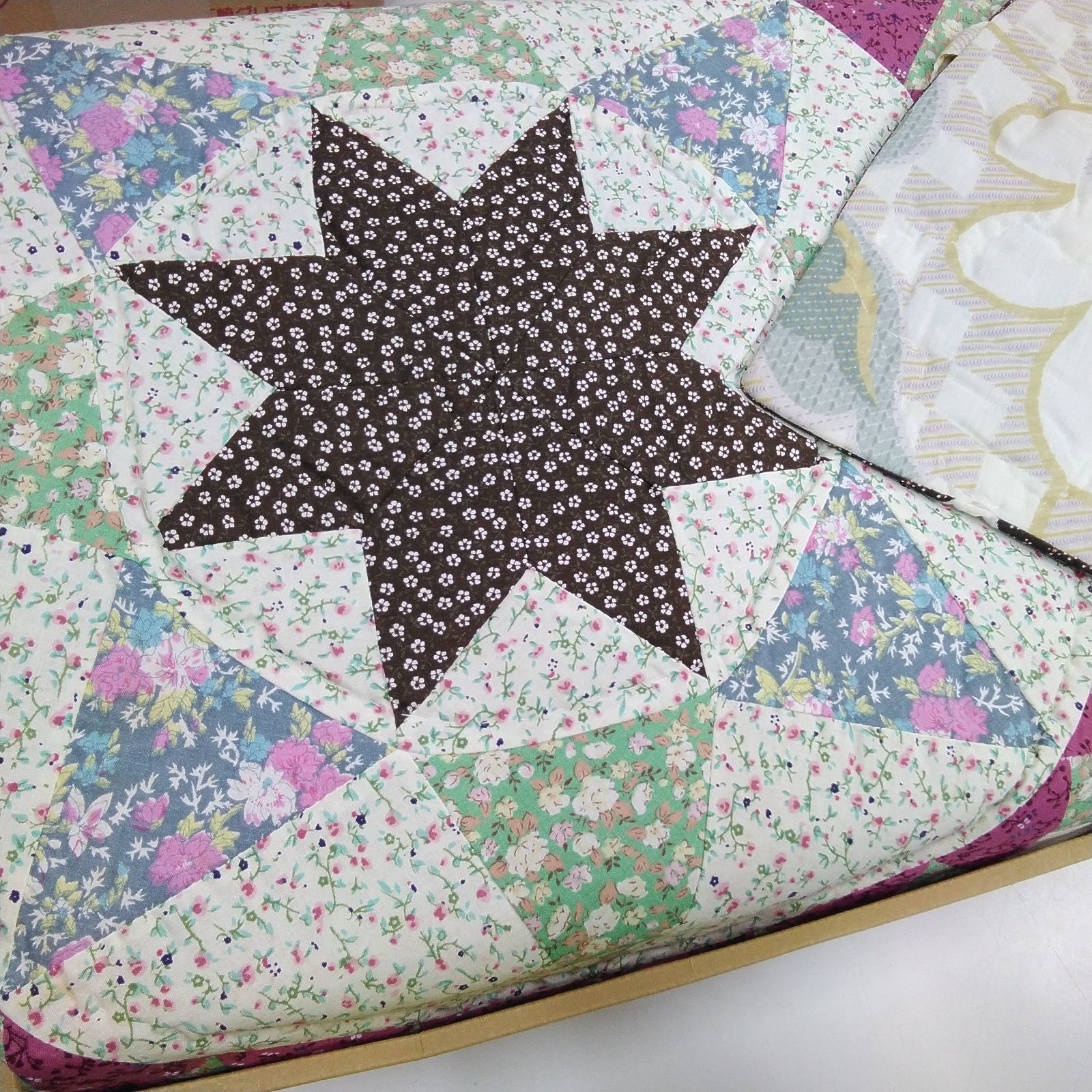 手づくり パッチワーク マルチカバー正方形約200cm×200cm リバーシブル